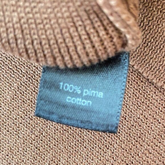 PERUVIAN CONNECTION Rust Brown Short Sleeve 100% Pima Cotton Womens Sweater XL - Picture 4 of 8